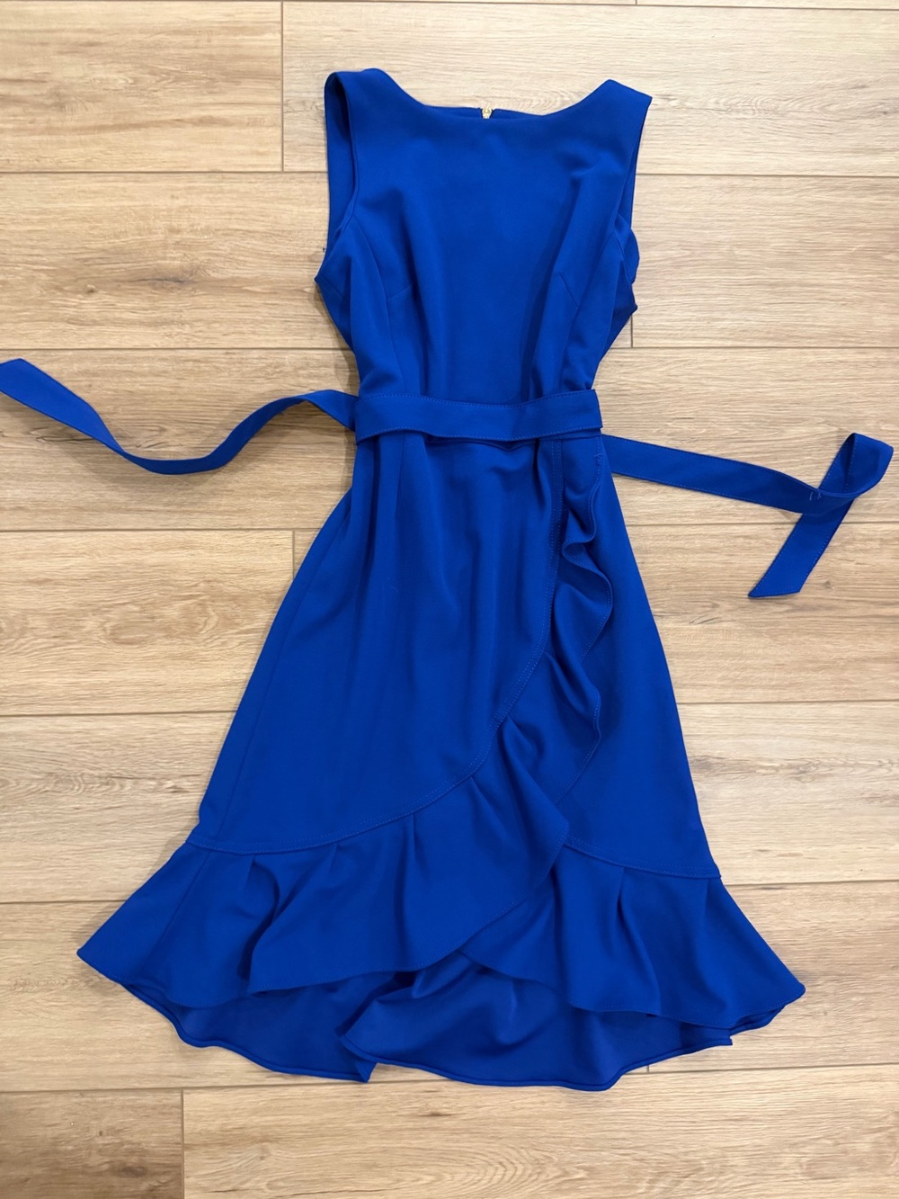 Calvin Klein Royal Blue Ruffled Wrap Dress